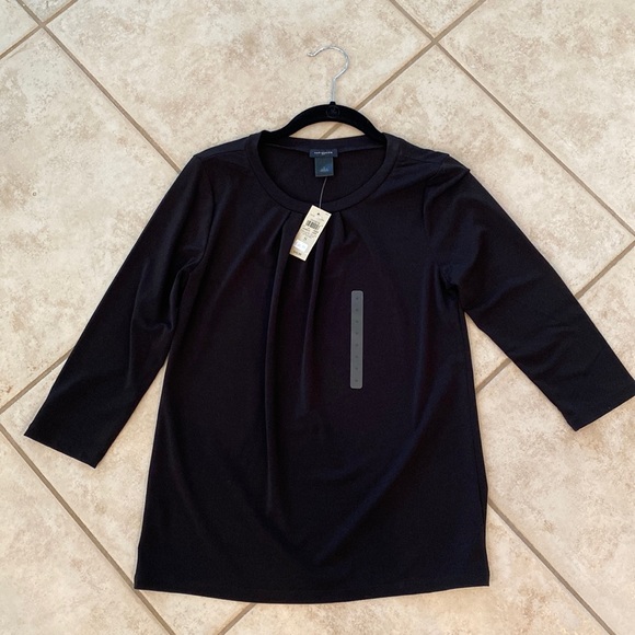 3/4 sleeve pleated neck top, new with tags - Picture 1 of 4